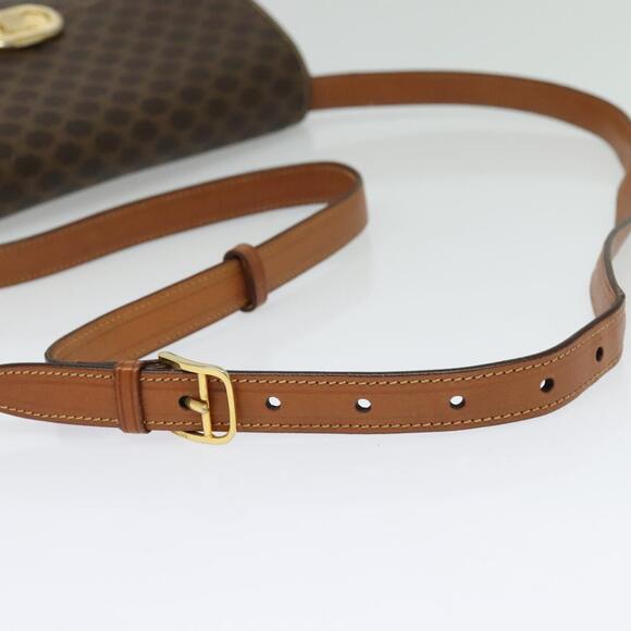 CELINE Macadam Canvas Shoulder Bag Pvc Leather Brown Gold - Picture 7 of 13